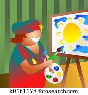 artista, no trabalho