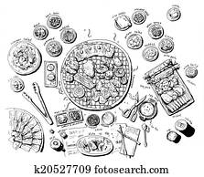 Delicious Korean barbecue food illustration Delicious Korean barbecue food illustration