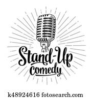 microphone., lettered, טקסט, stand-up, comedy., בציר, וקטור, חקיקה, דוגמה