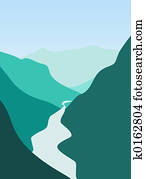 Mountain and river Mountain and river
