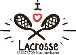 Two black sticks for lacrosse with red heart. Vector illustration Two black sticks for lacrosse with red heart. Vector illustration