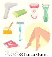 vector flat hair removal tools set vector flat hair removal tools set