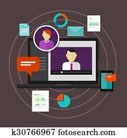 webinar, online, training, bildung, begriff, entfernung lernen, e-lernen