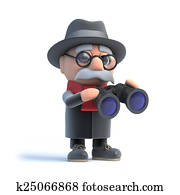 3d Grandpa looks through binoculars 3d Grandpa looks through binoculars