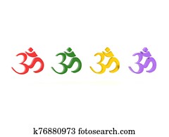 3D Rendering of many colored OM symbols 3D Rendering of many colored OM symbols