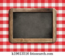 chalkboard, ou, quadro-negro, ligado, piquenique, toalha de mesa