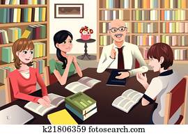 hochschulstudenten, haben, a, gespr?chskreis, mit, ihr, professor hochschulstudenten, haben, a, gespr?chskreis, mit, ihr, professor