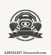 kettlebell, und, hantel, logo kettlebell, und, hantel, logo