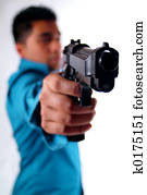 Man with a gun.