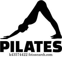 Pilates silhouette with word Pilates silhouette with word