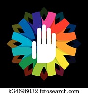 spiritual hand on colorful