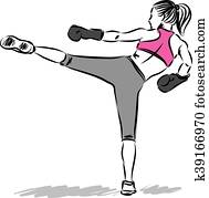 woman fitness kick boxing woman fitness kick boxing