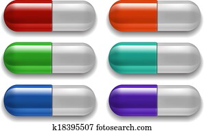 רפואי, גלולות, set,, שונה, צבעים