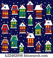 Christmas background with houses Christmas background with houses