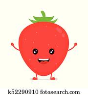 Happy cute smiling funny strawberry. Happy cute smiling funny strawberry.