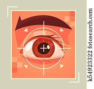 Scanning of retina. Vector flat cartoon illustration