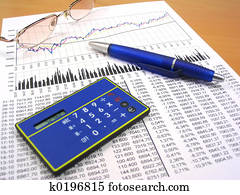 Business charts and office objects Business charts and office objects