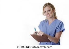 Friendly nurse holding chart