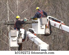 linha, trabalhadores