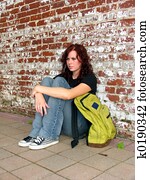 mochila, rua, adolescente