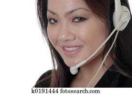 recepcionista, headset desgastando