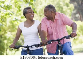 Senior couple on cycle ride Senior couple on cycle ride