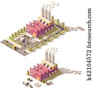 Vector isometric low poly factory Vector isometric low poly factory