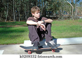 adolescente, skateboarder