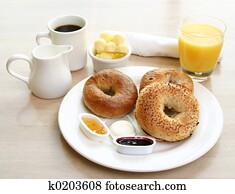Breakfast Series - Bagels, coffee and juice Breakfast Series - Bagels, coffee and juice