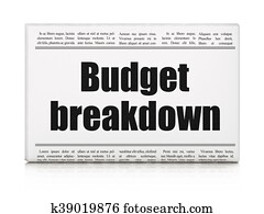 Business concept: newspaper headline Budget Breakdown