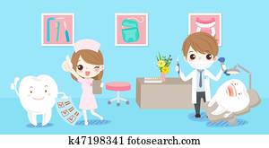 cartoon dentist with tooth
