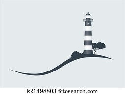 hillside black striped lighthouse vector illustration hillside black striped lighthouse vector illustration