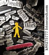 papier, mann, coronavirus, und, covid-19, nachrichten