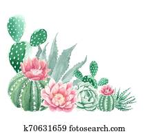 Watercolor Cactus and Succulents Watercolor Cactus and Succulents