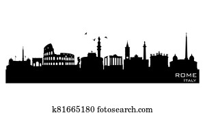 רומא, איטליה, קו רקיע של עיר, וקטור, צללית