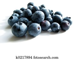 Blueberries on white