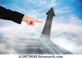 Finger pointing to road turning into arrow