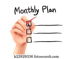monthly plan words written by 3d hand