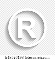 Registered Trademark sign. Vector. White icon with soft shadow on transparent background. Registered Trademark sign. Vector. White icon with soft shadow on transparent background.