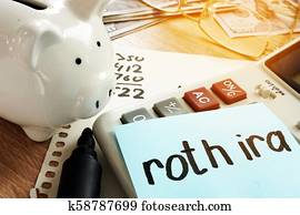 Roth ira written on a memo stick. Roth ira written on a memo stick.