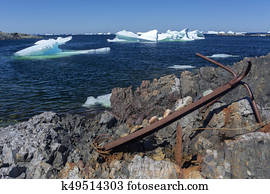 rusty anchor and icebergs