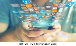 social, mídia, concept.