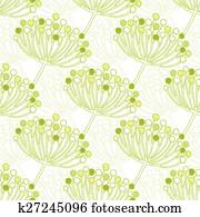 Vector green bubble plants geometric seamless pattern background