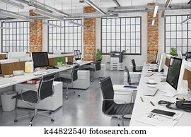 3d render - open plan office - office building 3d render - open plan office - office building