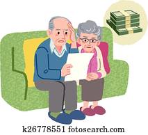 Aged couple with financial problem Aged couple with financial problem