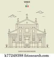 Church of San Giorgio Maggiore in Venice, Italy. Landmark icon Church of San Giorgio Maggiore in Venice, Italy. Landmark icon