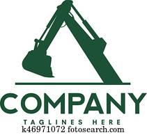 escavadores, maquinaria construção, logotipo