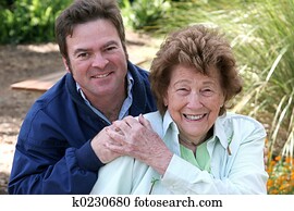 mãe, &, crescido, filho