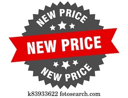 new price round isolated ribbon label. new price sign new price round isolated ribbon label. new price sign