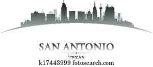 San Antonio Texas city skyline silhouette white background San Antonio Texas city skyline silhouette white background